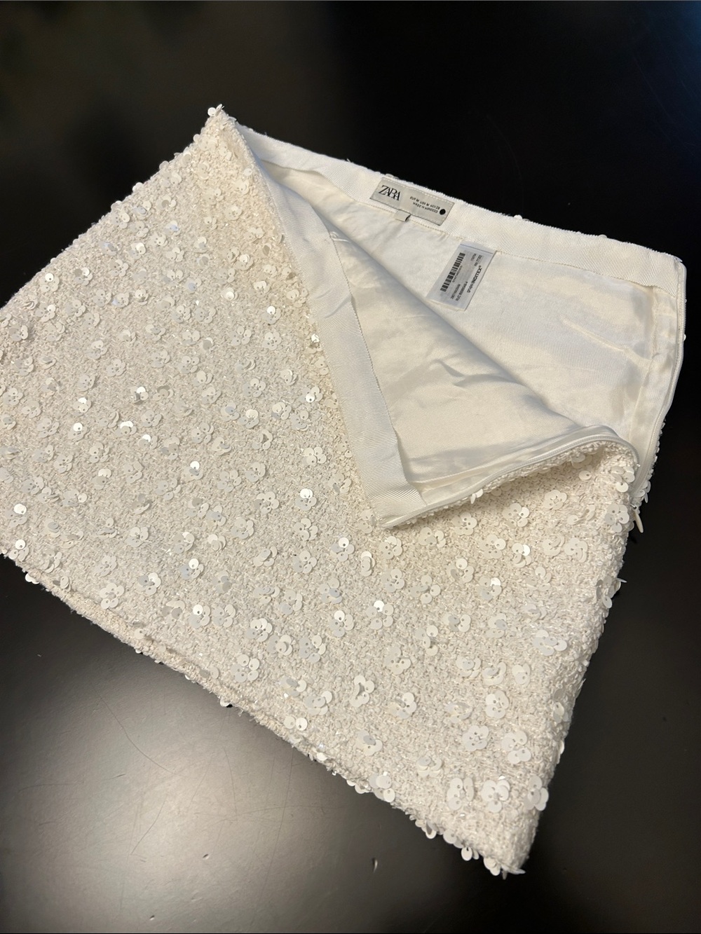 Zara White Sequin Mini Skirt - Picture 2 of 5